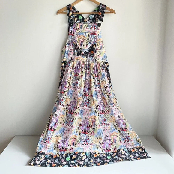 Dee's Designs Handmade Parisian  CAfe Print Pinafore Dress S - Picture 2 of 10